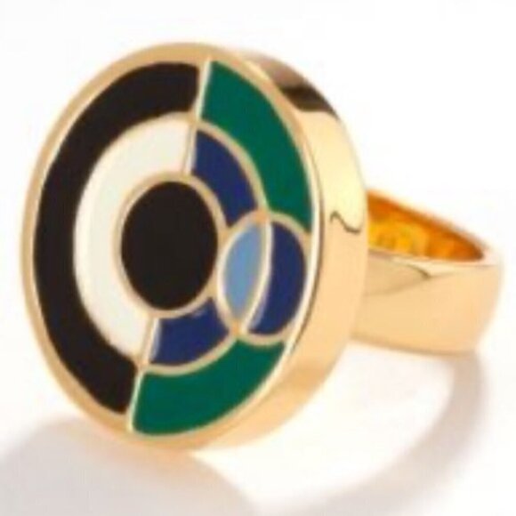 💕TRINA TURK💕 Modern Geometrics Eclipse Enamel Ring ~ Multi-Color 7 NWT - Picture 2 of 12